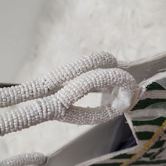 🔹️Made In india Viral Beaded Martini Green Striped Beaded Hancrafted Bag - Picture 6 of 10